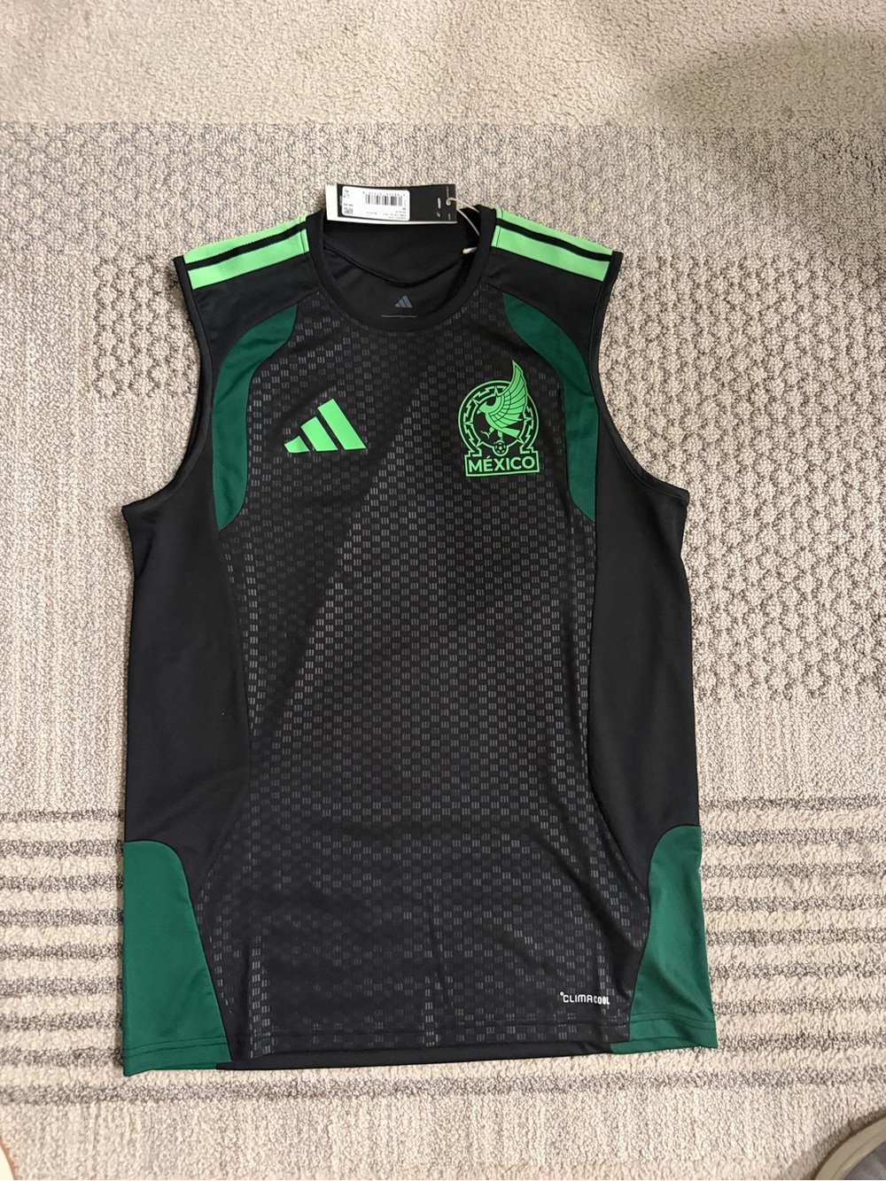 adidas Black and Green Mexico Sleeveless Training Jersey
